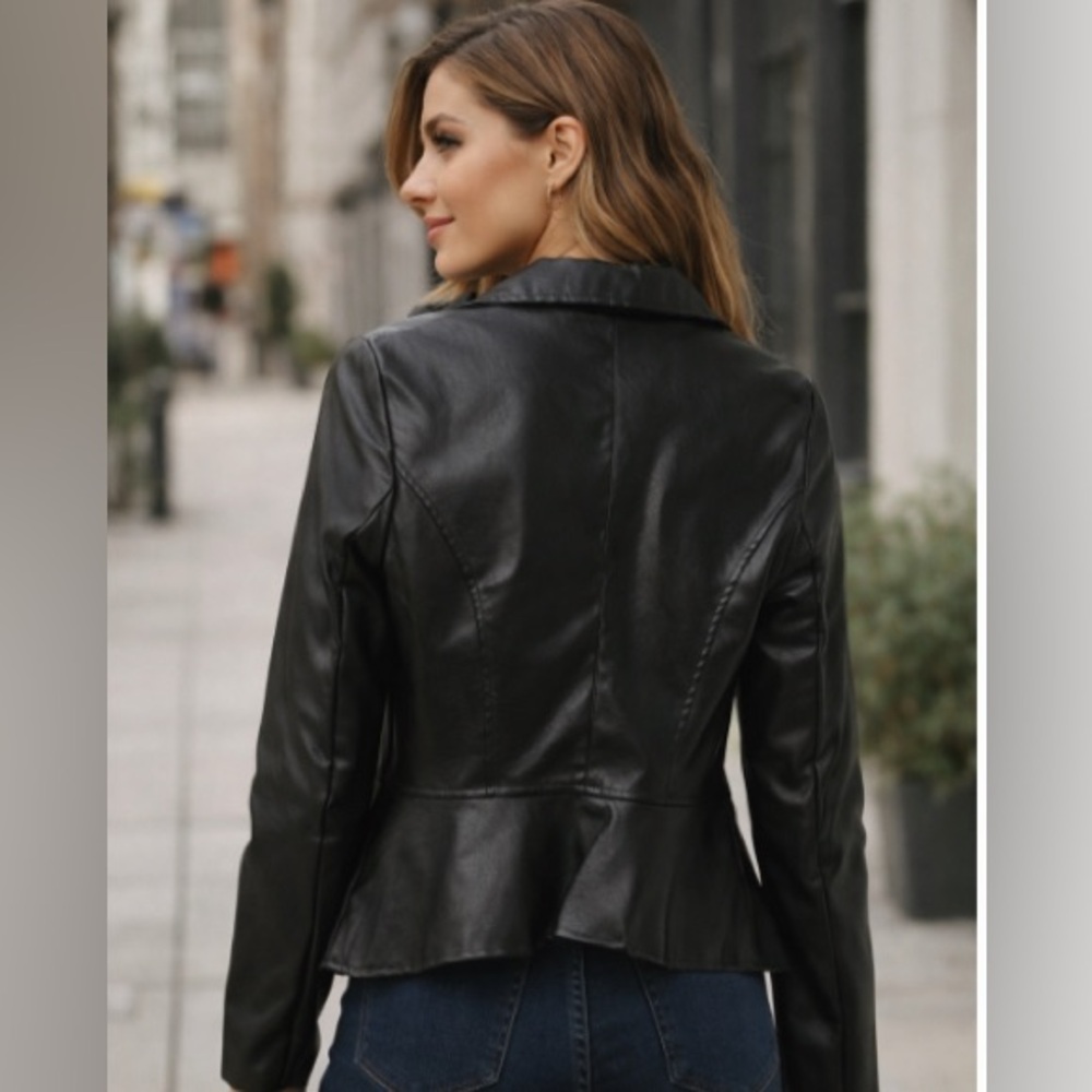 Black Faux Leather Biker Jacket